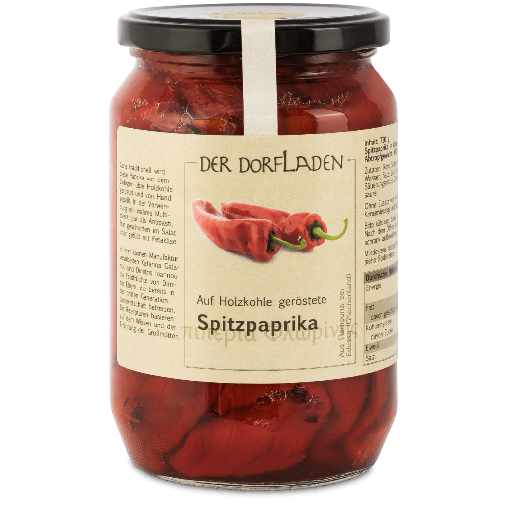 Auf Holzkohle geröstete Spitzpaprika