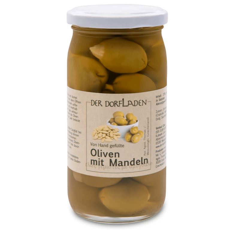 Grüne Oliven mit Mandeln