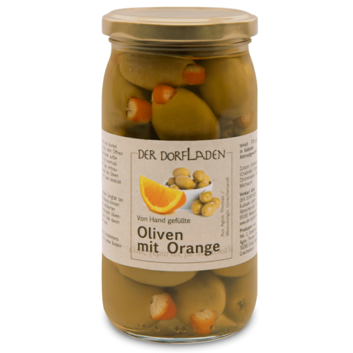 DER DORFLADEN Oliven gruen Chalkidiki-Oliven mit Orange