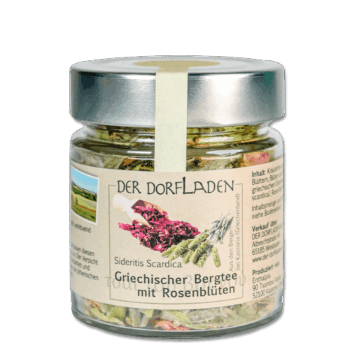 Griechischer Bergtee mit Rosenblüten