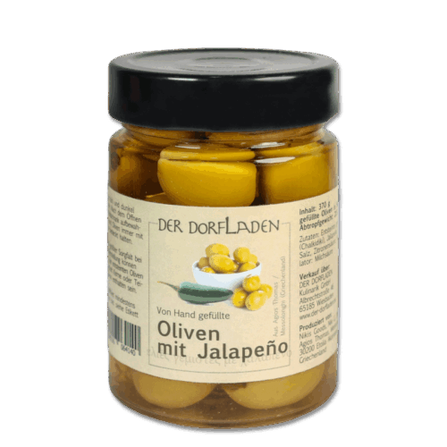 DER DORFLADEN Oliven gruen Chalkidiki-Oliven mit Jalapeno