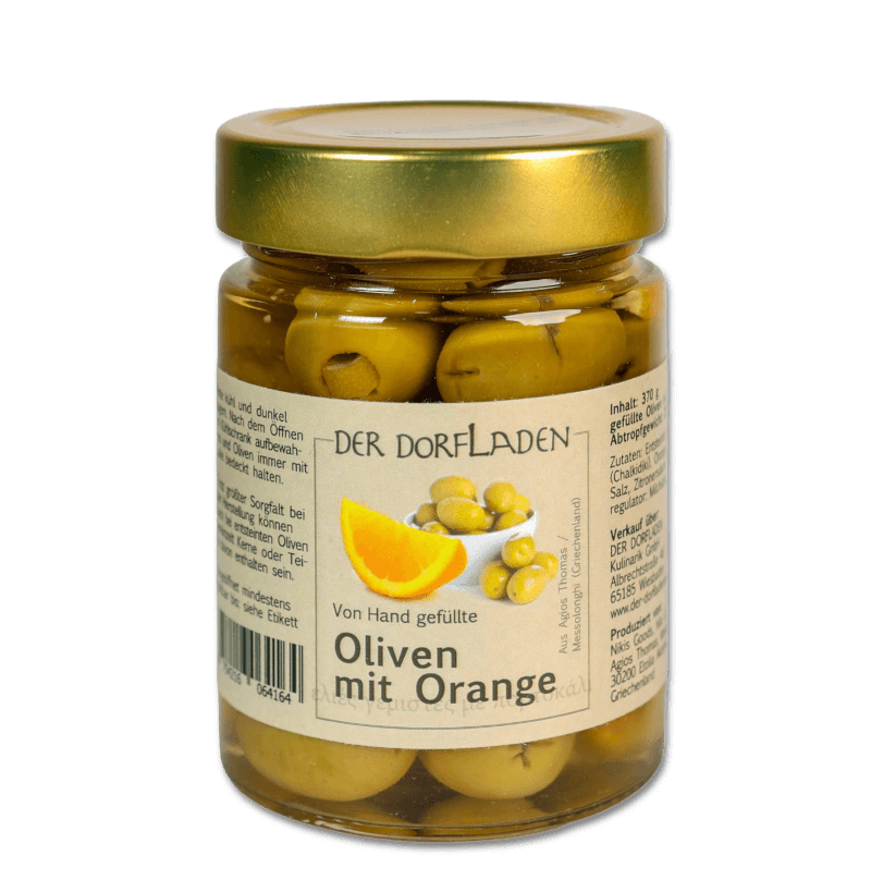 DER DORFLADEN Oliven gruen Chalkidiki-Oliven mit Orange